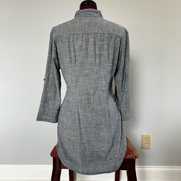 Anthropologie Fei Cotton Blue-Gray Long-Sleeve Mini Dress, Sz M - Picture 2 of 5